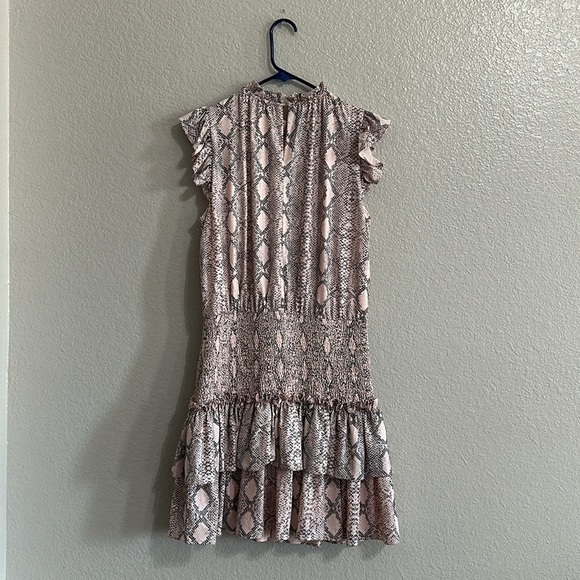 TCEC Pink Snake Print Frilly Sleeve Mini Dress Size L - Picture 2 of 6